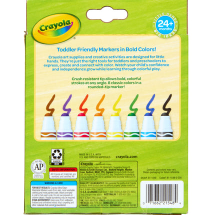 Crayola Young Kids UltraClean Washable Broadline Markers - Pack of 8