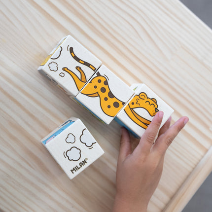 Milan Wooden Educational Toy - Wild Safari Cube Puzzle