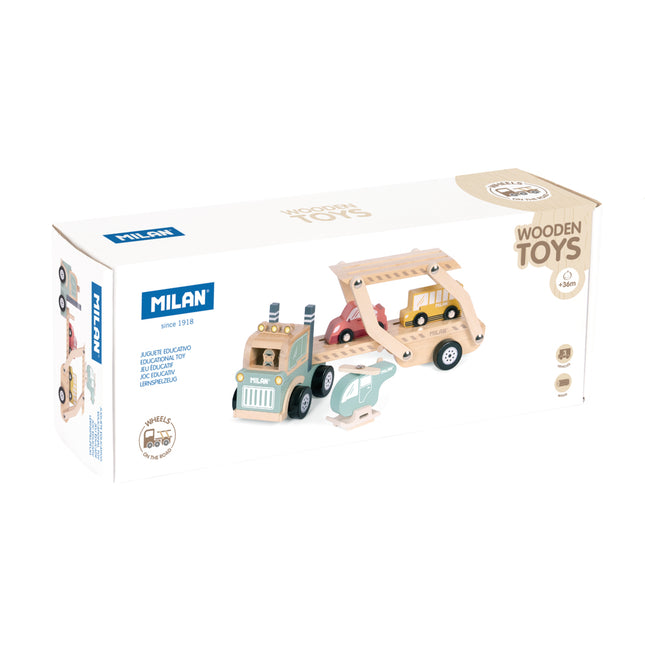 Milan Wooden Educational Wheels on the Road Vehicle Transporter