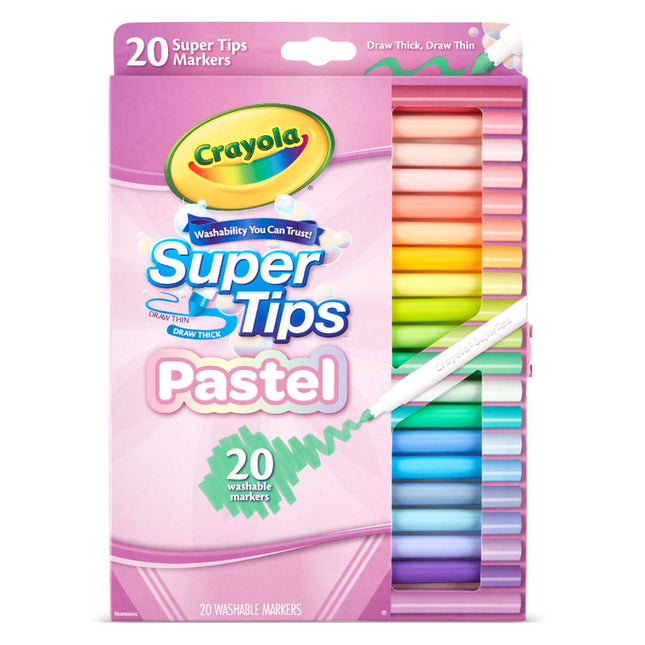 Crayola Pastel Washable Super Tips Markers - Pack of 20