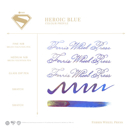 Ferris Wheel Press Fountain Pen Ink - Superman - Heroic Blue 10ml