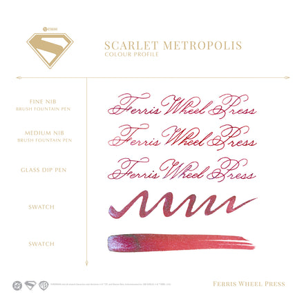 Ferris Wheel Press Fountain Pen Ink - Superman - Scarlet Metropolis 10ml