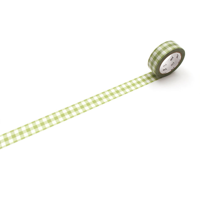MT Washi Tape 15mm x 7m - Checkered Light Moss Green