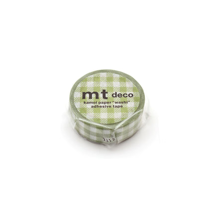 MT Washi Tape 15mm x 7m - Checkered Light Moss Green