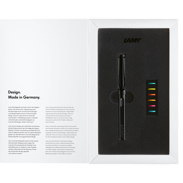 Lamy Safari Fountain Pen in Gift Box - All Black Multi