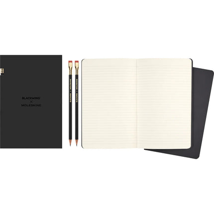 Moleskine Blackwing X MSK Set - 2 Firm Pencils + 2 Ruled Large Cahier