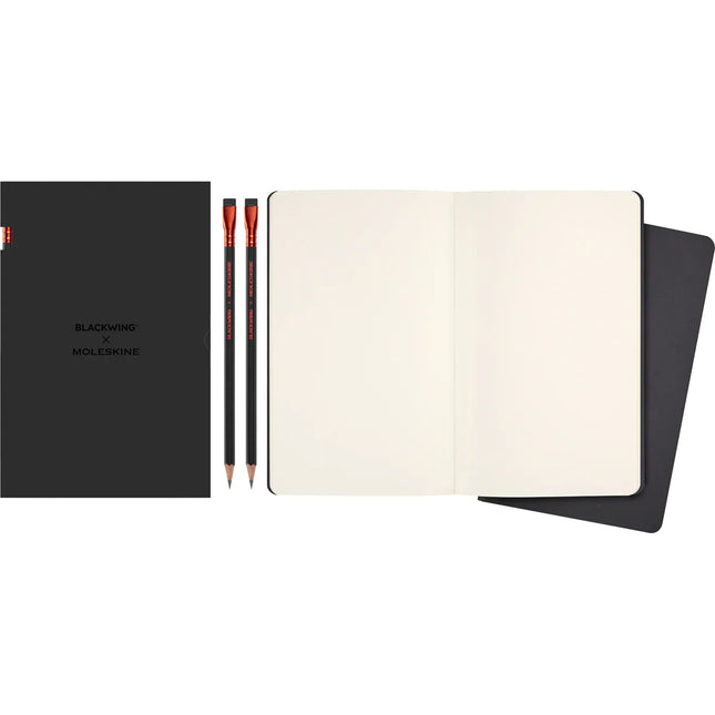Moleskine Blackwing X MSK Set - 2 Soft Pencils + 2 Plain Large Cahier