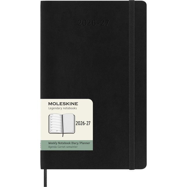 Moleskine Diary 18 month-  Weekly + Notes - Soft Cover - Large Black 2026/27