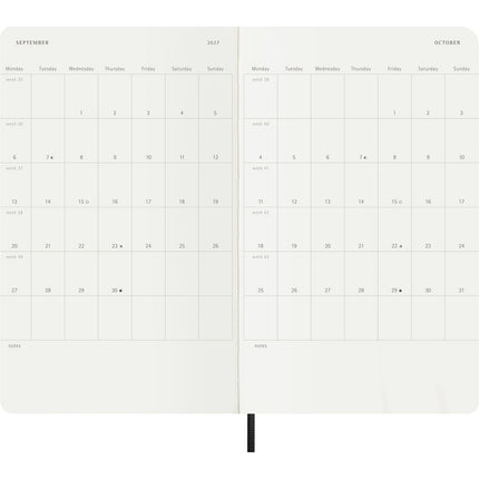 Moleskine Diary 18 month-  Weekly + Notes - Soft Cover - Large Black 2026/27