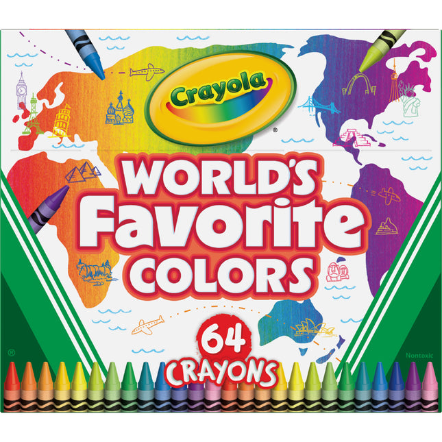 Crayola Worlds Favourite Colours Crayons with Sharpener - Pack of 64