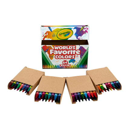 Crayola Worlds Favourite Colours Crayons with Sharpener - Pack of 64