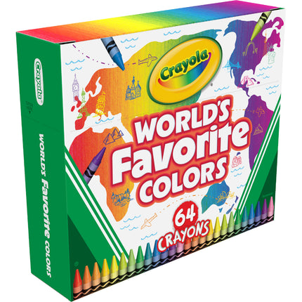 Crayola Worlds Favourite Colours Crayons with Sharpener - Pack of 64