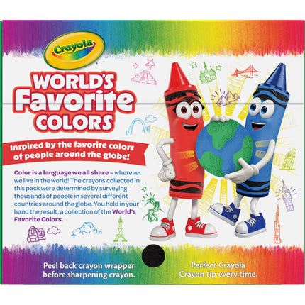 Crayola Worlds Favourite Colours Crayons with Sharpener - Pack of 64