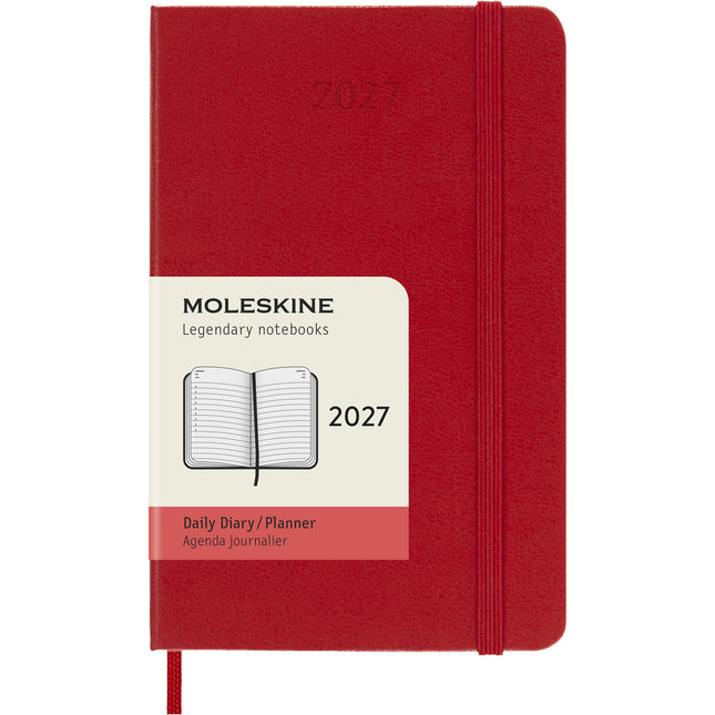 Moleskine Diary 12 Month - Daily - Hard Cover - Pocket Scarlet Red 2027