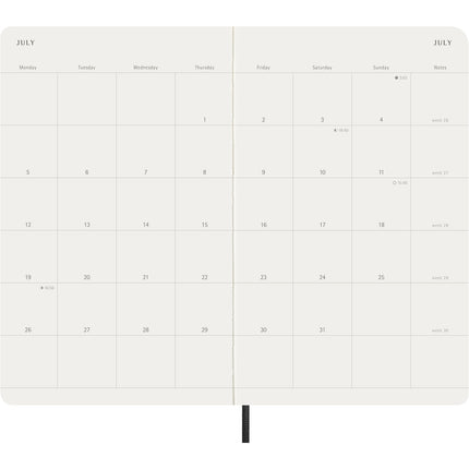 Moleskine Diary 12 Month - Monthly - Soft Cover - Large Black 2027