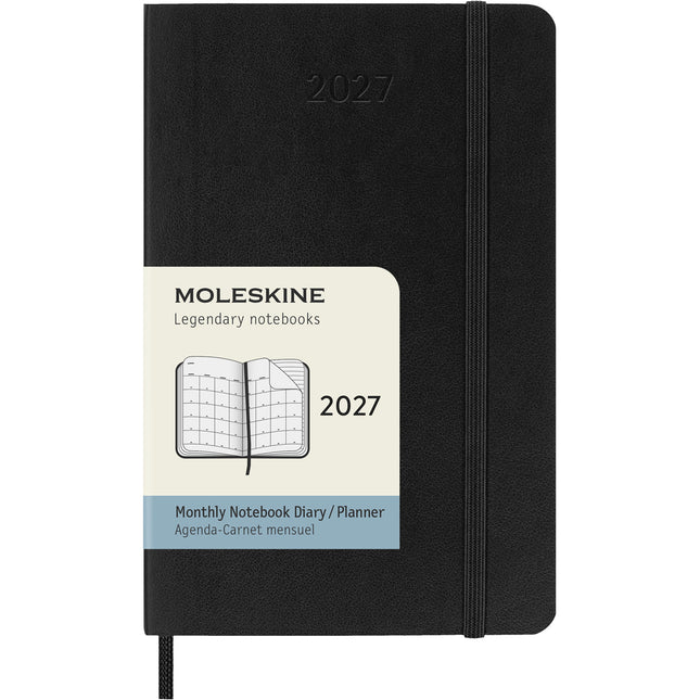 Moleskine Diary 12 Month - Monthly - Soft Cover - Pocket Black 2027