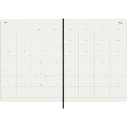 Moleskine Diary 12 Month - Monthly - Soft Cover - XL Black 2027