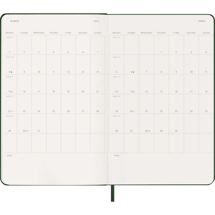 Moleskine Diary 12 Month - Weekly + Notes - Hard Cover - Large Myrtle Green 2027