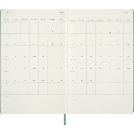 Moleskine Diary 12 Month - Weekly + Notes - Hard Cover - Large Sage Green 2027