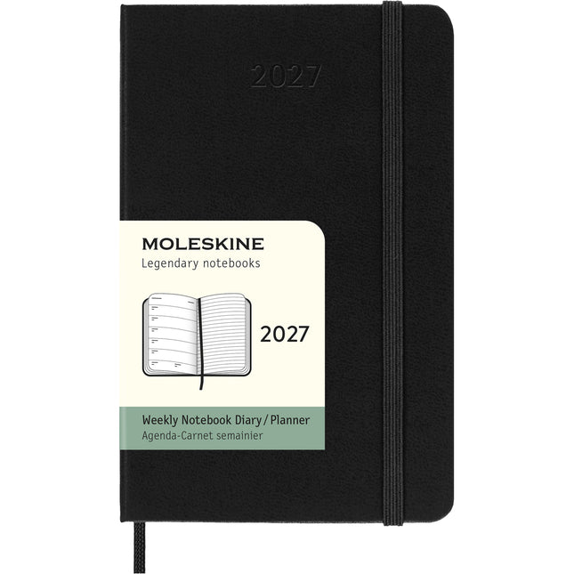 Moleskine Diary 12 Month - Weekly + Notes - Hard Cover - Pocket Black 2027