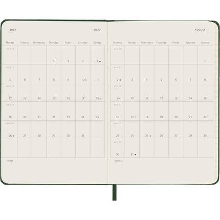 Moleskine Diary 12 Month - Weekly + Notes - Hard Cover - Pocket Myrtle Green 2027