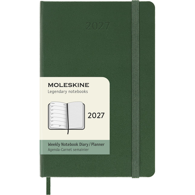 Moleskine Diary 12 Month - Weekly + Notes - Hard Cover - Pocket Myrtle Green 2027