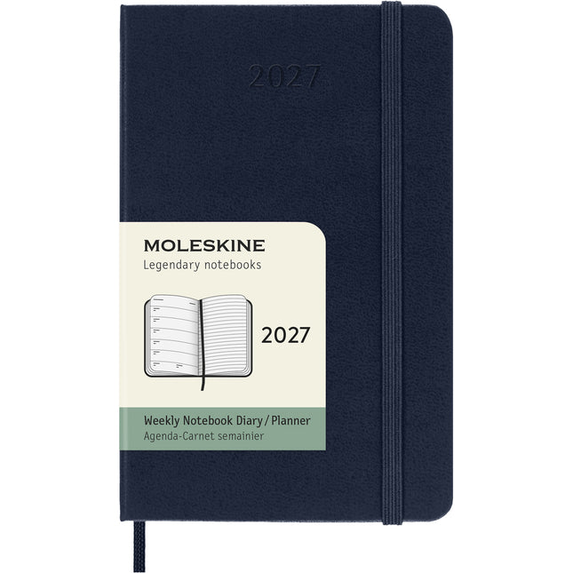 Moleskine Diary 12 Month - Weekly + Notes - Hard Cover - Pocket Sapphire Blue 2027