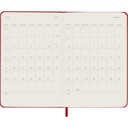 Moleskine Diary 12 Month - Weekly + Notes - Hard Cover - Pocket Scarlet Red 2027