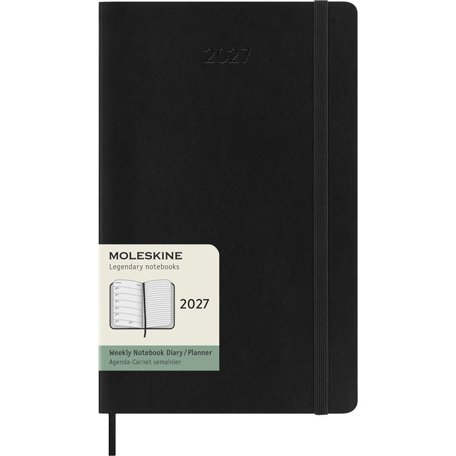 Moleskine Diary 12 Month - Weekly + Notes - Soft Cover - Large Black 2027