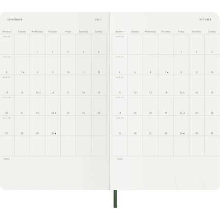 Moleskine Diary 12 Month - Weekly + Notes - Soft Cover - Large Myrtle Green 2027