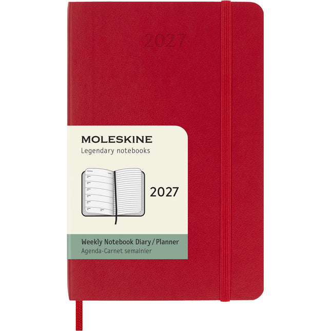 Moleskine Diary 12 Month - Weekly + Notes - Soft Cover - Pocket Scarlet Red 2027