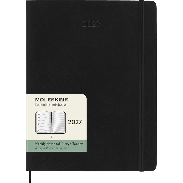 Moleskine Diary 12 Month - Weekly + Notes - Soft Cover - XL Black 2027