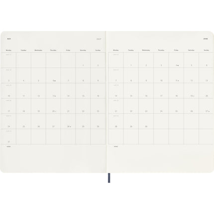 Moleskine Diary 12 Month - Weekly + Notes - Soft Cover - XL Sapphire Blue 2027