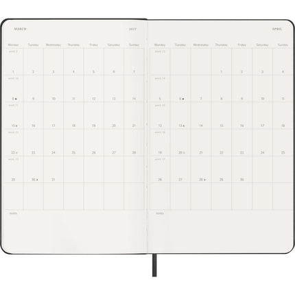 Moleskine Diary 12 Month - Weekly Horizontal - Hard Cover - Large Black 2027