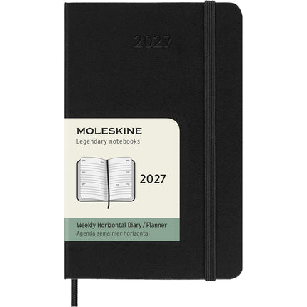 Moleskine Diary 12 Month - Weekly Horizontal - Hard Cover - Pocket Black 2027