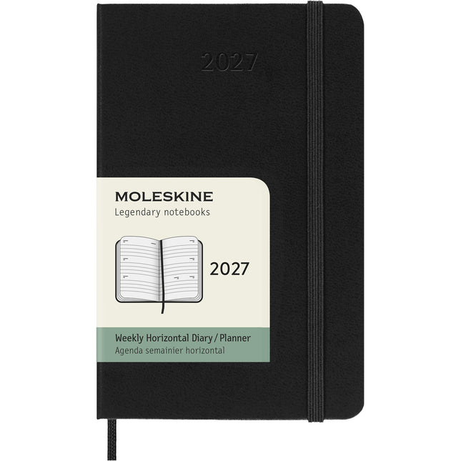 Moleskine Diary 12 Month - Weekly Horizontal - Hard Cover - Pocket Black 2027