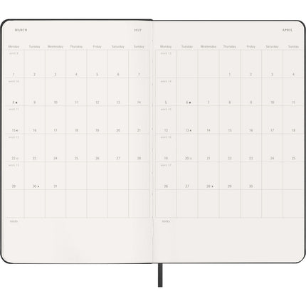 Moleskine Diary 12 Month - Weekly Vertical - Hard Cover - Large Black 2027
