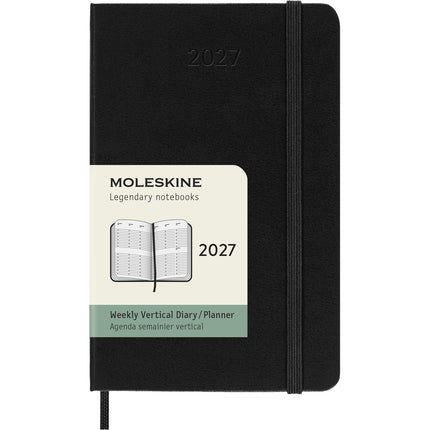 Moleskine Diary 12 Month - Weekly Vertical - Hard Cover - Pocket Black 2027
