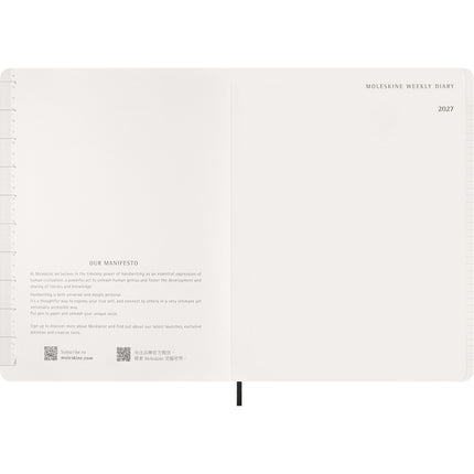 Moleskine Essential Planner 15 Month - Soft Cover - Weekly Vertical - XXL Black 2027