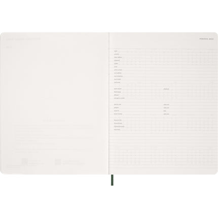 Moleskine Essential Planner 15 Month - Soft Cover - Weekly Vertical - XXL Myrtle Green 2027
