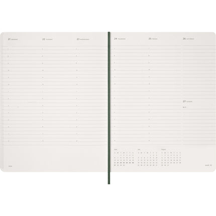 Moleskine Essential Planner 15 Month - Soft Cover - Weekly Vertical - XXL Myrtle Green 2027