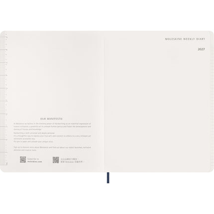 Moleskine Essential Planner 15 Month - Soft Cover - Weekly Vertical - XXL Sapphire Blue 2027