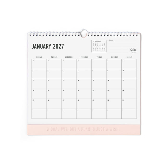 Letts of London - Wall Calendar - Conscious - 300x270mm - Rosewater 2027