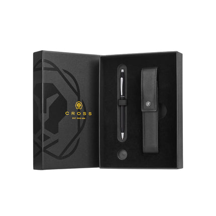 Cross Gift Set - Classic Century Ball Point Pen - Black with Black Saffiano Leather Pen Case