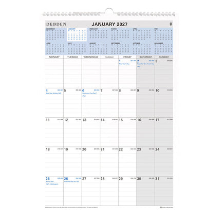 Debden Calendar - Wiro Month to View - 2027