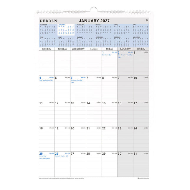 Debden Calendar - Wiro Month to View - 2027