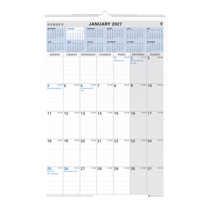 Debden Calendar - Wiro Month to View - 2027