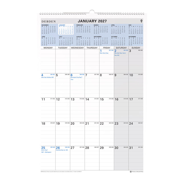 Debden Calendar - Wiro Month to View - 2027