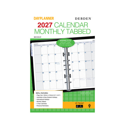 Debden Dayplanner - Desk - Month to View Tabbed - Refill 2027