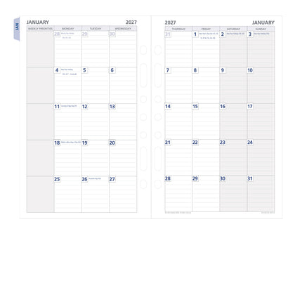 Debden Dayplanner - Desk - Month to View Tabbed - Refill 2027